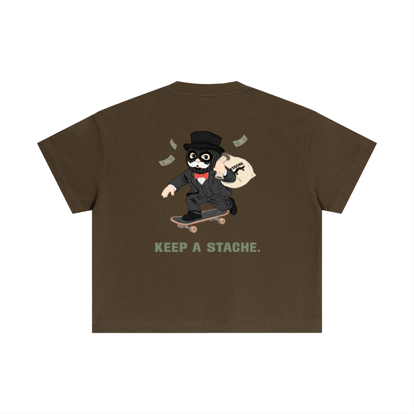 Stache Skateboards "Mr. Stache Man" Essential Cotton Boxy T-Shirt