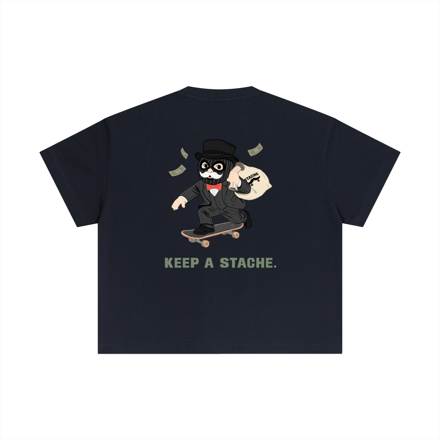 Stache Skateboards "Mr. Stache Man" Essential Cotton Boxy T-Shirt