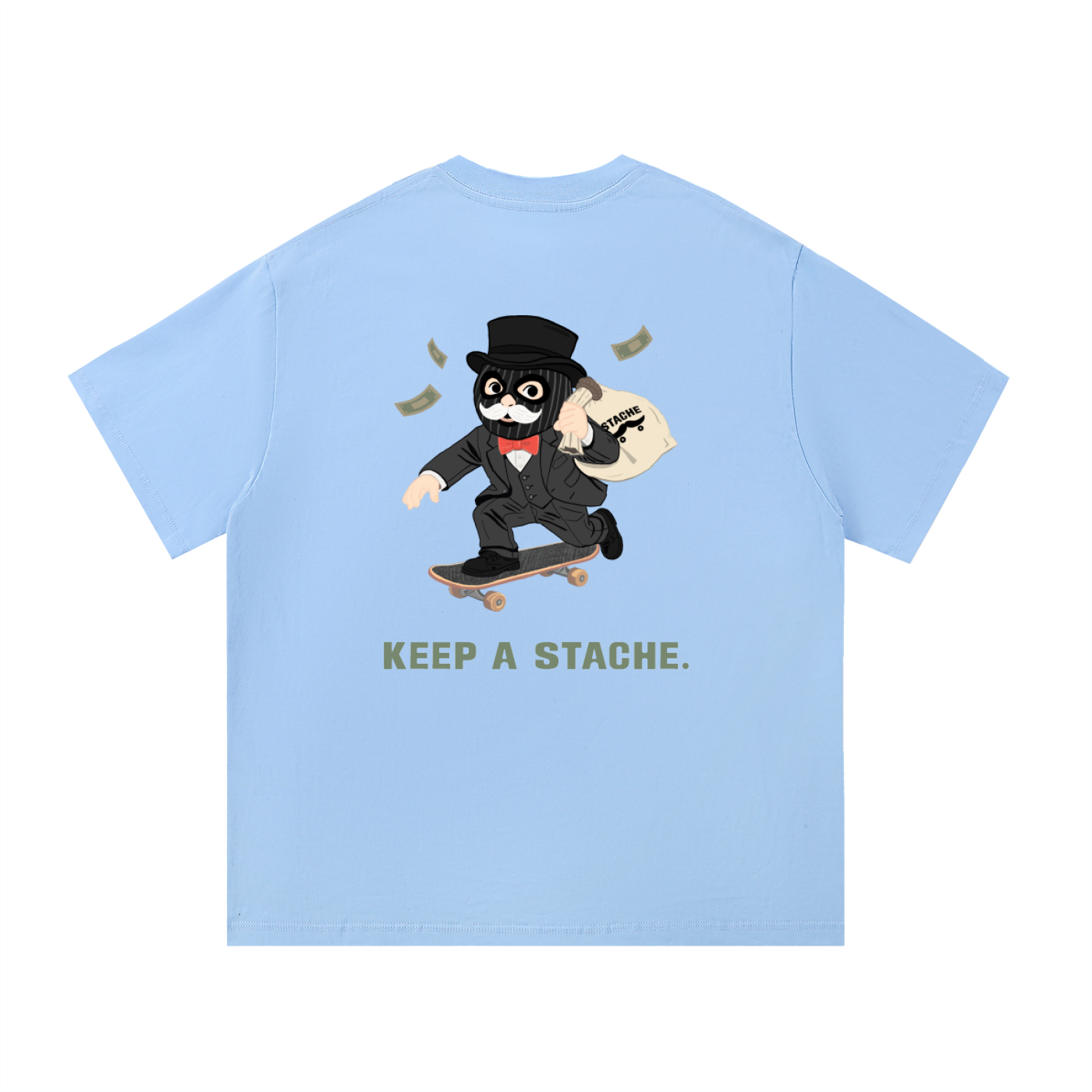 Stache Skateboards "Mr. Stache Man" Essential Cotton T-Shirt