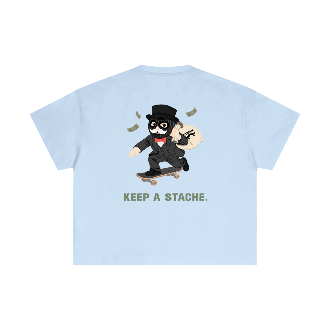 Stache Skateboards "Mr. Stache Man" Essential Cotton Boxy T-Shirt