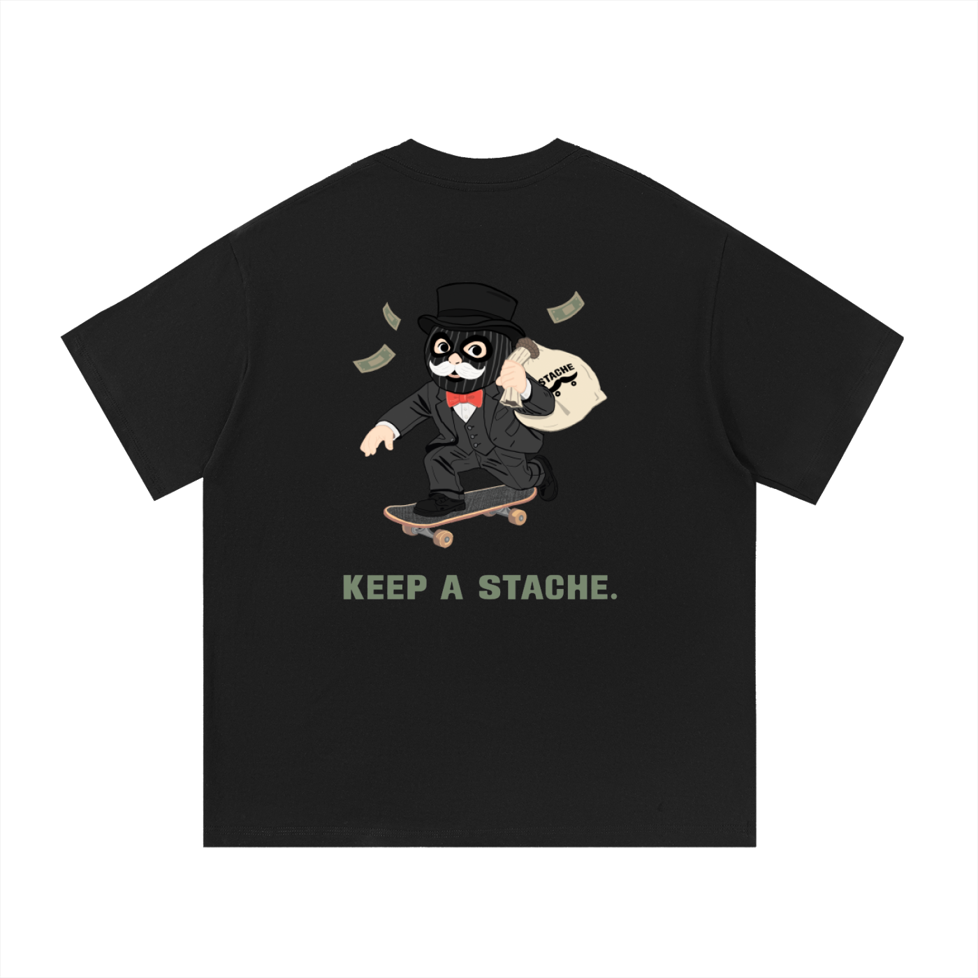 Stache Skateboards "Mr. Stache Man" Essential Cotton T-Shirt