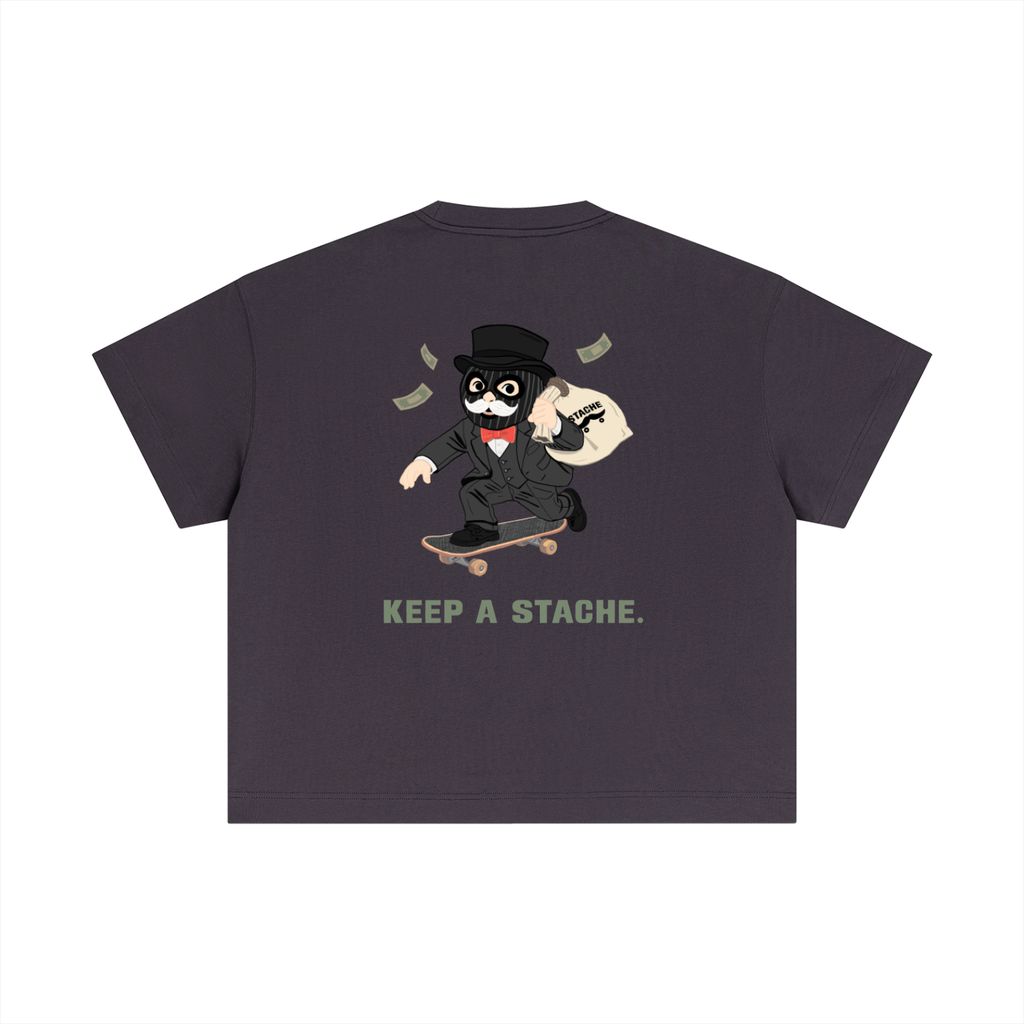 Stache Skateboards "Mr. Stache Man" Essential Cotton Boxy T-Shirt