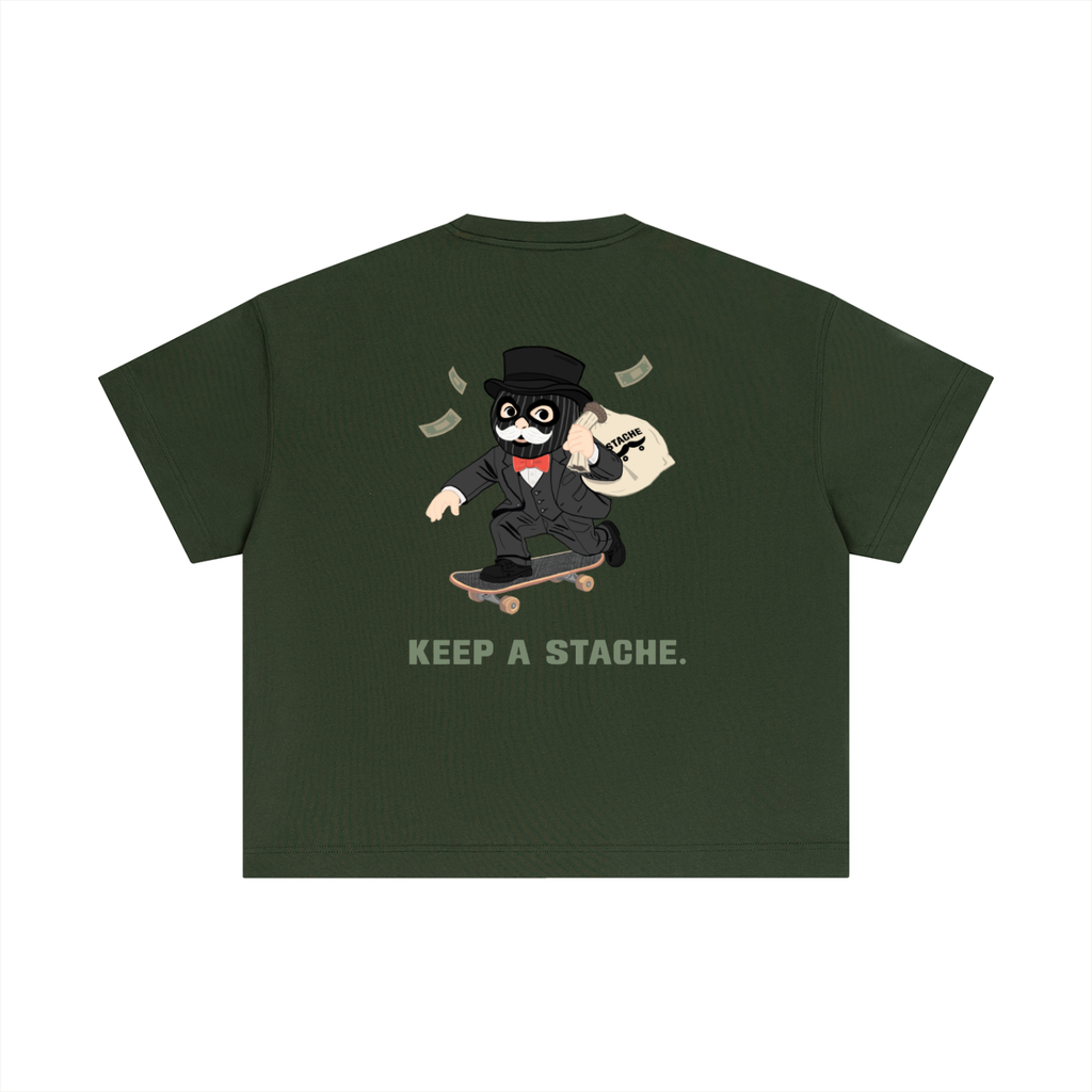 Stache Skateboards "Mr. Stache Man" Essential Cotton Boxy T-Shirt