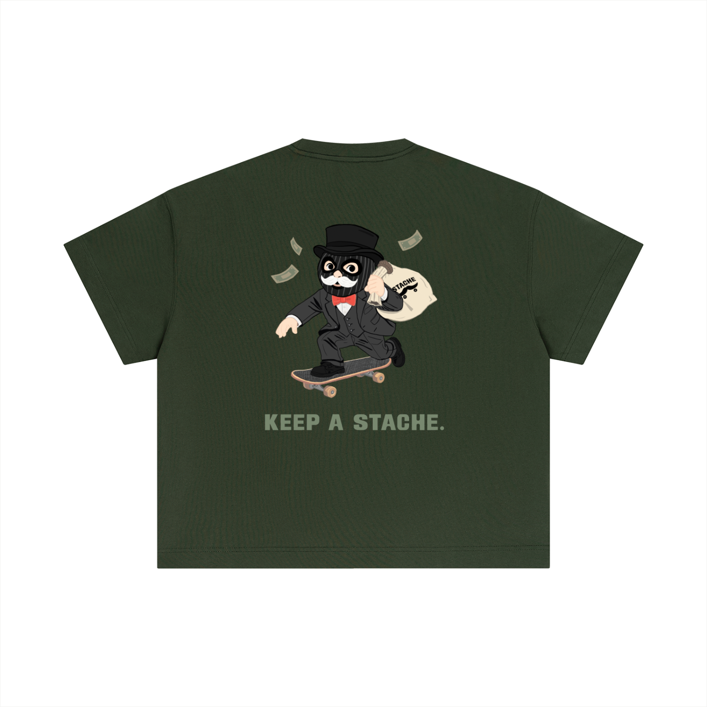 Stache Skateboards "Mr. Stache Man" Essential Cotton Boxy T-Shirt