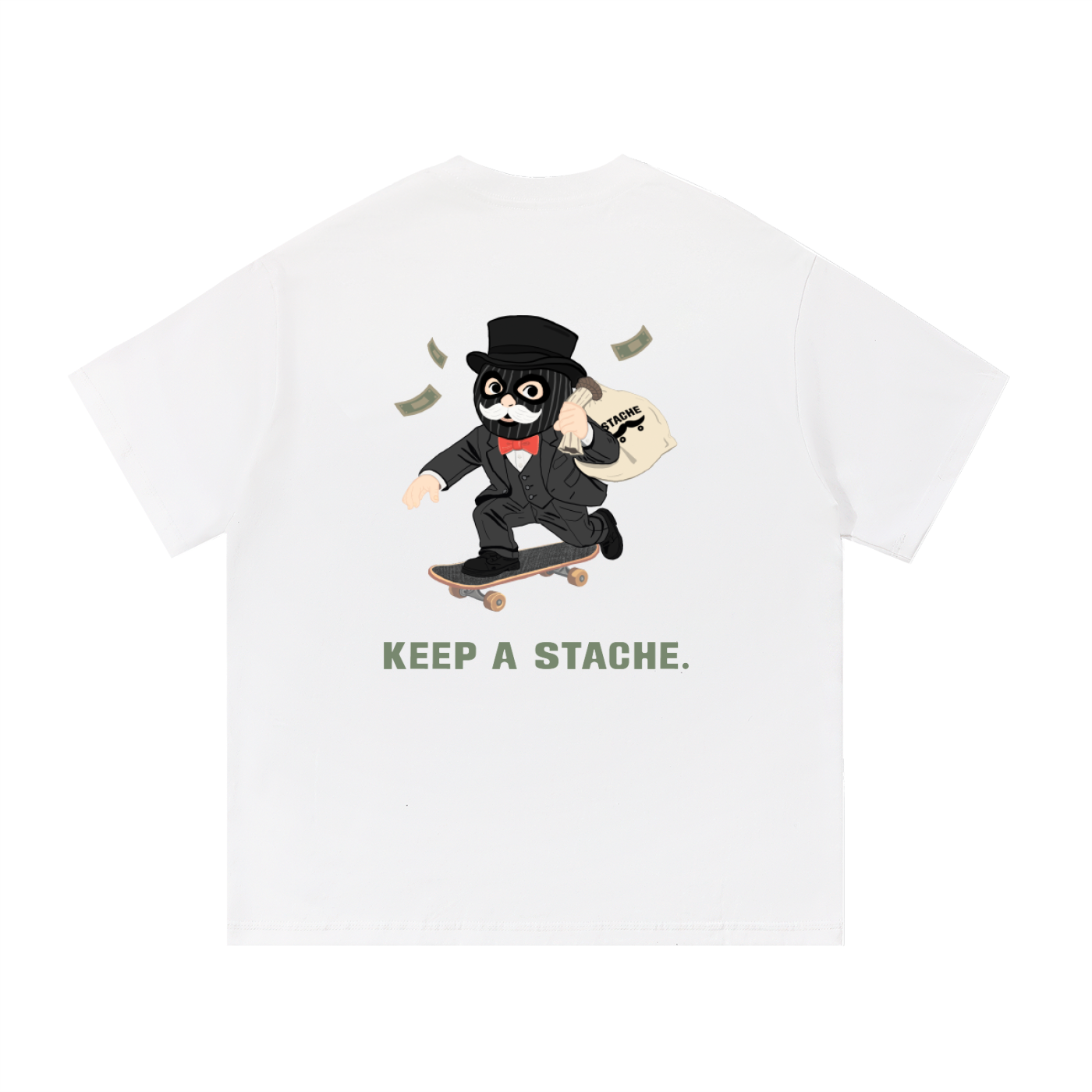 Stache Skateboards "Mr. Stache Man" Essential Cotton T-Shirt