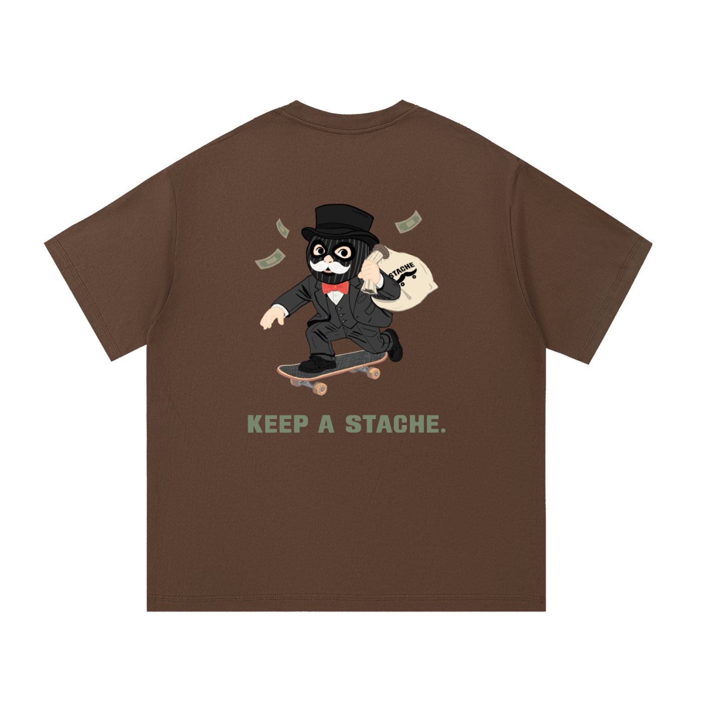 Stache Skateboards "Mr. Stache Man" Essential Cotton T-Shirt