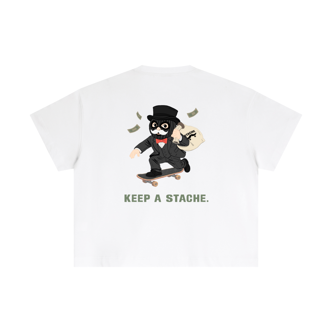 Stache Skateboards "Mr. Stache Man" Essential Cotton Boxy T-Shirt