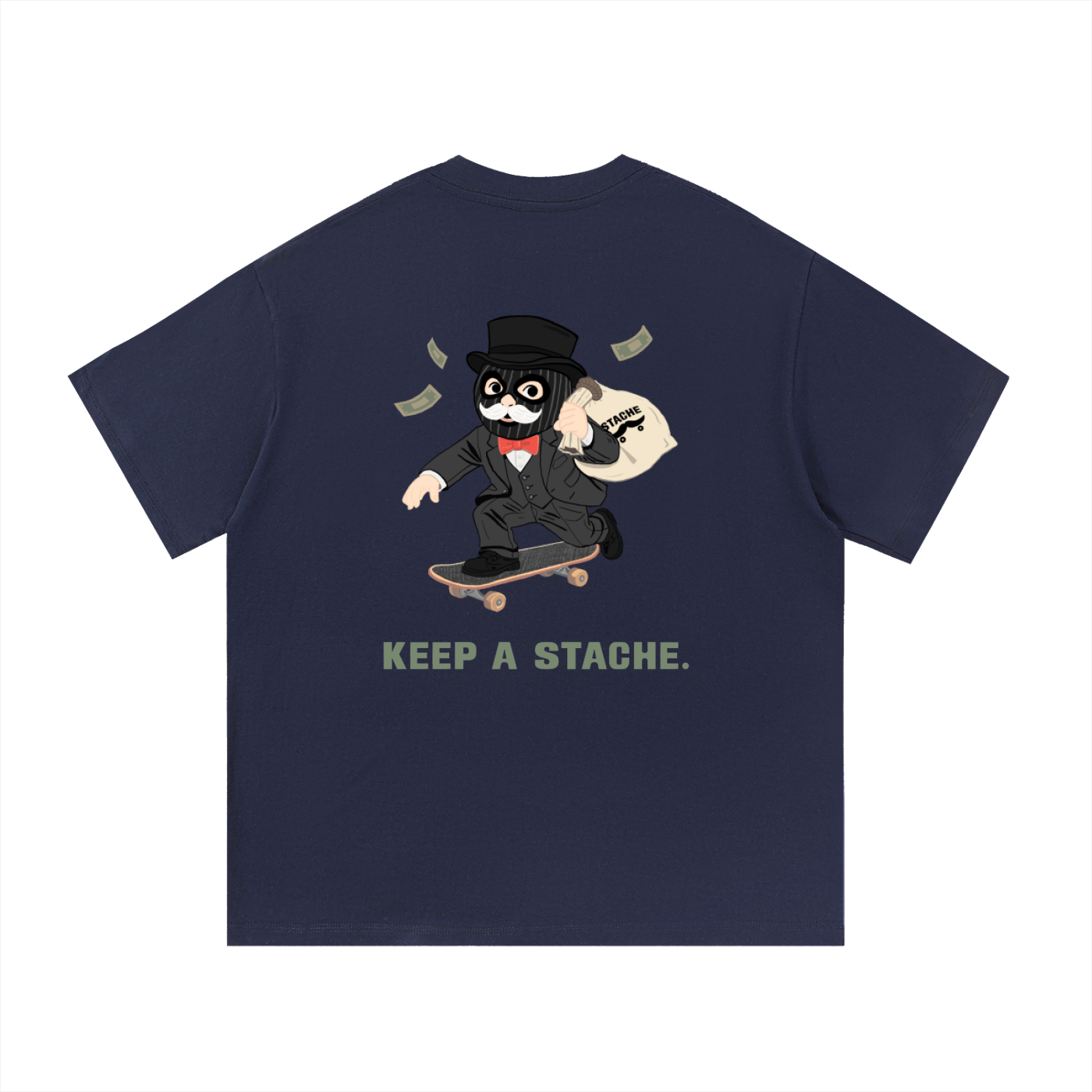 Stache Skateboards "Mr. Stache Man" Essential Cotton T-Shirt